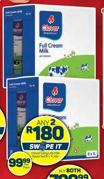 Pick n Pay Hypermarket Clover Long Life Milk Assorted 6 x 1 Liter offer