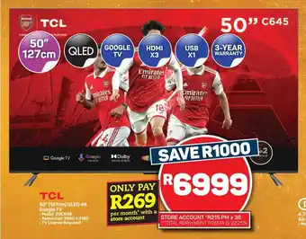 Pick n Pay Hypermarket TCL 50" (127cm) QLED 4K Google TV offer