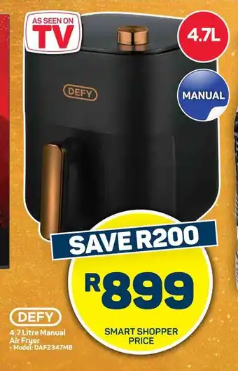 Pick n Pay Hypermarket DEFY 4.7 Litre Manual Air Fryer offer