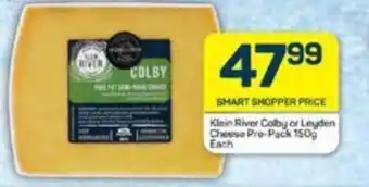 Pick n Pay Klein River Colby or Leyden Cheese Pre-Pack 150g Each offer