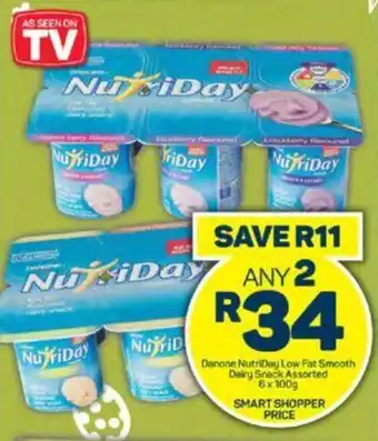 Pick n Pay Danone NutriDay Low Fat Smooth Dairy Sneck Assorted 6x100g offer