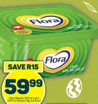 Flora Regular 50% or Light 40% Fat Spread 1kg Tub Each
