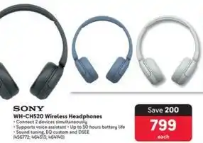 Makro Sony - wh-ch520 wireless headphones offer