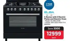 Elba - 4-burner with 2 electric plates and electric oven