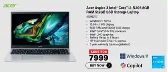 Incredible Connection Acer Aspire 3 Intel Core i3-N305 8GB RAM 512GB SSD Storage Laptop offer