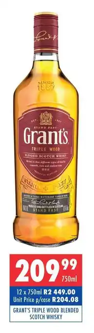 Ultra Liquors GRANT'S TRIPLE WOOD BLENDED SCOTCH WHISKY offer