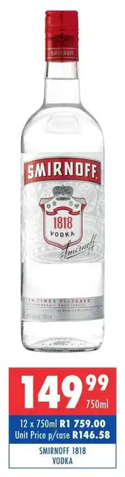 SMIRNOFF 1818 VODKA