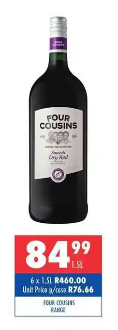 Ultra Liquors FOUR COUSINS RANGE offer