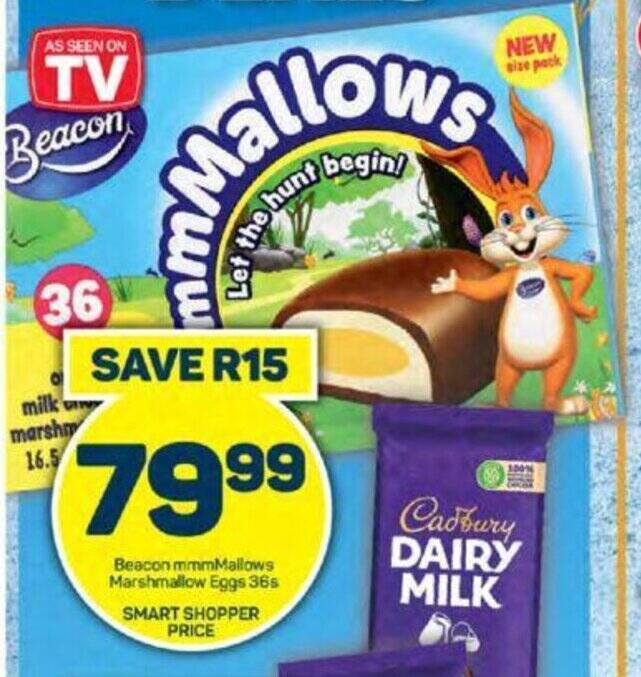 Beacon mmmMallows Marshmallow Eggs 36s offer at Pick n Pay