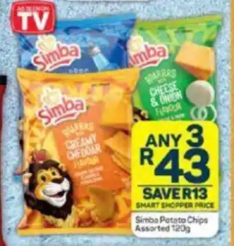 Pick n Pay Simba Potato Chips Assorted 120g offer