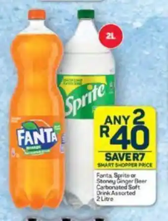 Pick n Pay Fanta Sprite or Stoney Ginger Beer Carbonated Soft Drink Assorted 2 Litre offer