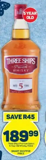 Pick n Pay Three Ships Premium Select 5-Year-Old Whisky 750ml offer