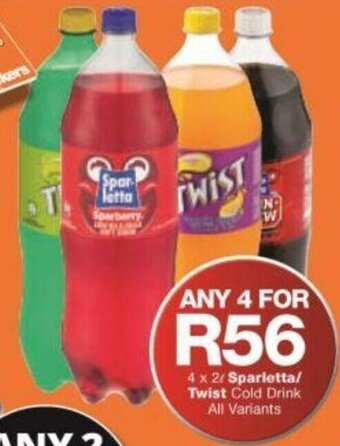Checkers Sparletta/Twist Cold Drink 4 x 2L offer
