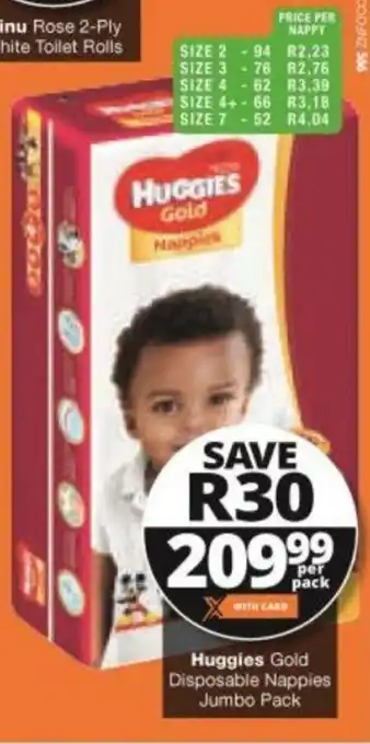 Checkers Huggies Gold Nappies Jumbo Pack offer