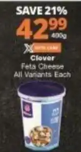 Checkers Clover Feta Cheese 400g offer