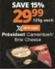 Checkers Président Camembert/ Brie Cheese 125g offer