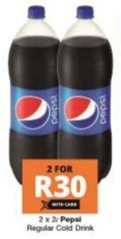 Checkers Pepsi Regular Cold Drink 2 x 2L offer