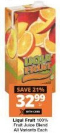 Checkers Liqui Fruit 100% Fruit Juice Blend 2L offer