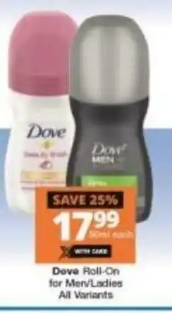 Checkers Dove Roll-On for Men/Ladies offer