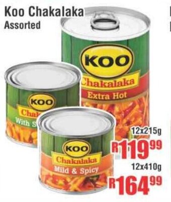 Devland Cash And Carry Koo Chakalaka Assorted 12x215g offer
