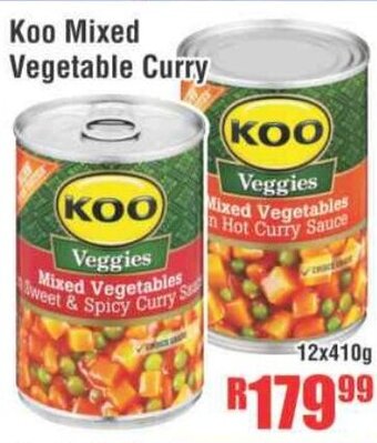 Devland Cash And Carry Koo Mixed Vegetables Curry 12x410g offer