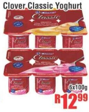 Devland Cash And Carry Clover Classic Yoghurt 6x100g offer