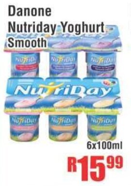 Devland Cash And Carry Danone Nutriday Yoghurt Smooth 6x100ml offer
