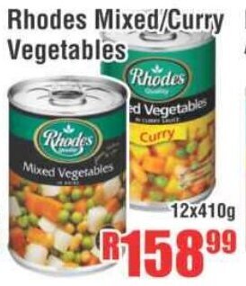 Devland Cash And Carry Rhodes Mixed/Curry Vegetables 12x410g offer