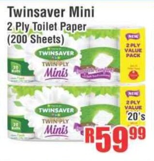 Devland Cash And Carry Twinsaver Mini 2 Ply Toilet Paper 200 Sheets 20's offer