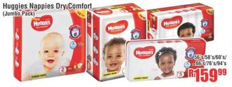 Devland Cash And Carry Huggies Nappies Dry Comfort 56's/58's/60's/66's/76's/94's offer