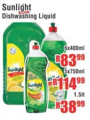 Devland Cash And Carry Sunlight Dishwashing Liquid 6x400ml offer