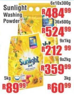 Devland Cash And Carry Sunlight Washing Powder 6x10x300g offer