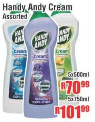 Devland Cash And Carry Handy Andy Cream assorted 5x500ml offer