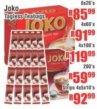 Devland Cash And Carry Joko Tagless Teabags Strips 4x5x10's offer