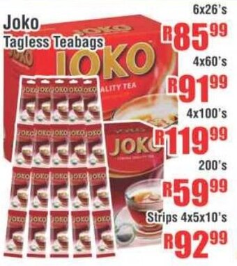 Devland Cash And Carry Joko Tagless Teabags 6x26's offer