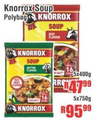 Devland Cash And Carry Knorrox Soup Polybag 5x400g offer