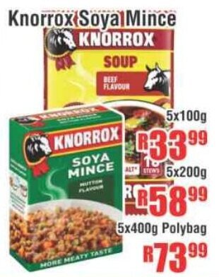 Devland Cash And Carry Knorrox Soya Mince 5x100g offer