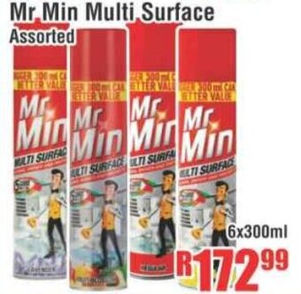 Devland Cash And Carry Mr Min Multi Surface Assorted 6x300ml offer