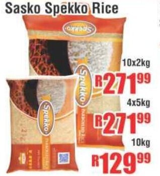 Devland Cash And Carry Sasko Spekko RIce 10x2kg offer