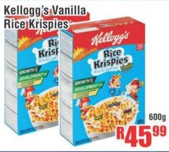Devland Cash And Carry Kellogg's Vanilla Rice Krispies 600g offer