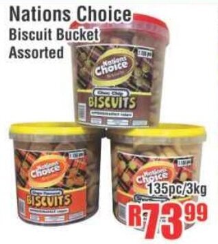 Devland Cash And Carry Nations Choice Biscuit Bucket Assorted 135pc/3kg offer