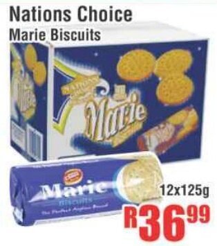 Nations Choice Marie Biscuits 12x125g