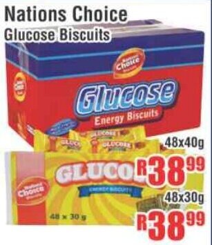 Devland Cash And Carry Nations Choice Glucose Biscuits 48x40g offer
