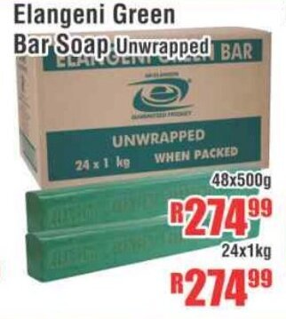 Devland Cash And Carry Elangeni Green Bar Soap Unwrapped 48x500g offer