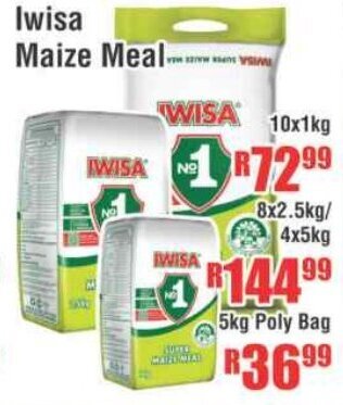Devland Cash And Carry Iwisa Maize Meal 10x1kg offer