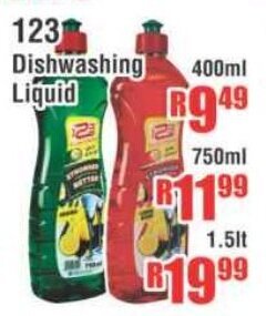 Devland Cash And Carry 123 Dishwashing Liquid 400ml offer