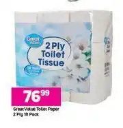 Great Value Toilet Paper 2 Ply-18's Per Pack