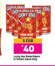 Game Lucky Star Baked Beans in Tomato Sauce-For 5 x 410g offer