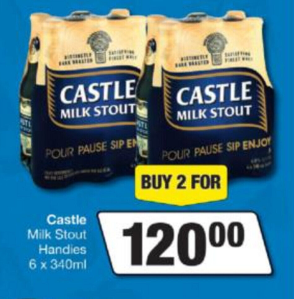 Castle Milk Stout Handies 6x340ml offer at Spar Tops
