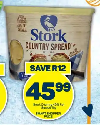 Pick n Pay Hypermarket Stork Country 40% Fat Spread 1kg offer